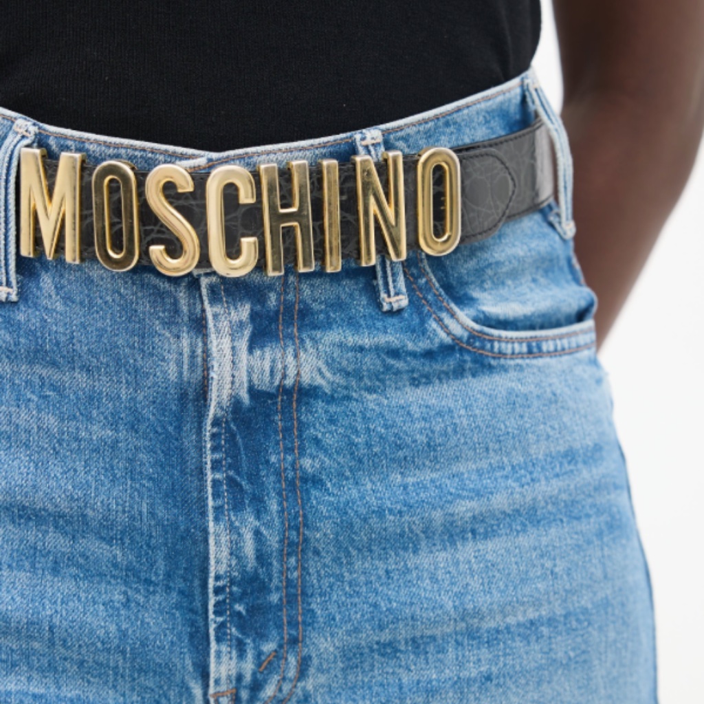 Y2k Moschino Designer Vintage Trendy Leather Belt Size 42